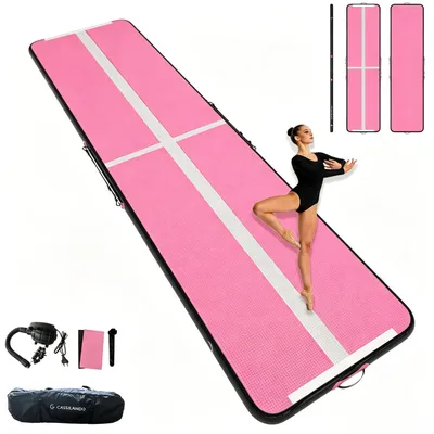 Image de Tapis de gymnastique gonflable, dimensions 3 m/4,0 m, épaisseur 10 cm, avec pompe électrique
