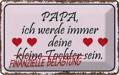 Produktbild von vianmo Blechschild 12x18 cm Papa deine Tochter Herzen Spruch Zitat