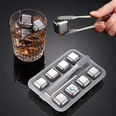 Produktbild von Edelstahl-Eiswürfel - 8 Stück - Wiederverwendbare Eiswürfel