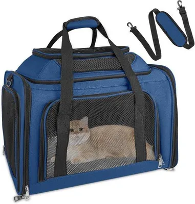Image de Sac de transport pour chats et chiens, portable, 6 kg, pour chiens de taille moyenne, bleu, L 43 x l 28 x H 28 cm
