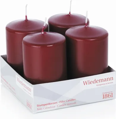 Produktbild von INNA-Glas Adventskerzen JENARO, 4 Stück, bordeaux, 10 cm, Ø6 cm, 33h -  Germany - Weihnachtskerzen