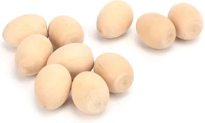Image de 10Pcs Wooden Eggs Vivid Lightweight Portable Not Easily Broken Food Toy Faux Eggs for Family DecorationM