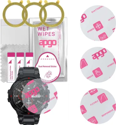 Produktbild von apgo 3 Stück Schutzglas, klar, kompatibel mit Rubicon RNCE73 Smartwatch, Hybrid 8H, Ersatz für Hartglas, Displayschutzglas, Bildschirmschutz, Displayschutz, kratzfest