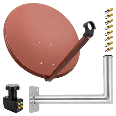Produktbild von PremiumX SAT Anlage 80cm Satellitenantenne Quad LNB Wandhalter 45cm