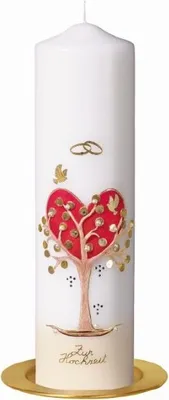 Produktbild von Hochzeitskerze mit Namensverzierung und Geschenkkarton 300 x 80 mm, Nr. K24, Original handverzierte Kopschitz Brautkerze Kerze in bester Brennqualität