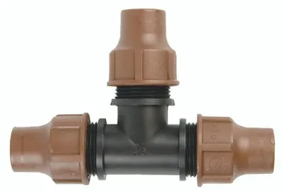Productafbeelding van T-stuk 16mm koppeling van Polypropyleen met lock-systeem voor irrigatie