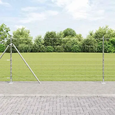 Produktbild von vidaXL Geschweißter Drahtzaun mit Betonfundament 50 x 1,2 m Silber