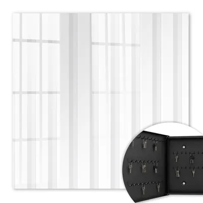Produktbild von Metall Schlüsselkasten 30 x 30 cm - schwarzer Schlüsselschrank zur Wandmontage - wandhängende Schlüsselbox mit Tür - nach links öffnend - Schlüsselaufbewahrung für Flur - Büro - Arbeitszimmer - Werkstatt - Garage - Vertikale Streifen
