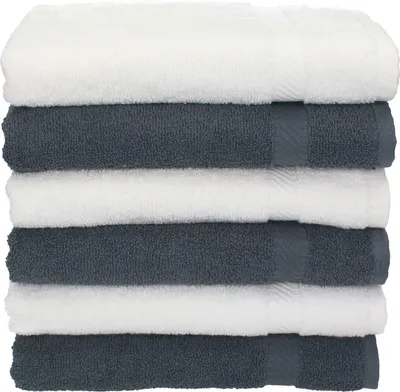 Produktbild von Betz 6 Stück Handtücher 50x100 cm PALERMO 100% Baumwolle Farbe: weiß und anthrazit