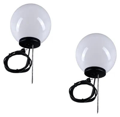 Produktbild von Kugelleuchten Kugellampen 2er Set Ø 20cm mit Erdspieß Außenleuchte Garten Lampe
