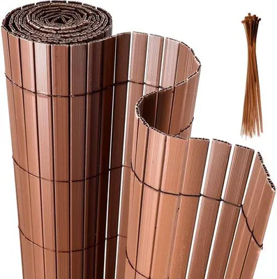 Obrázok produktu pre Záhradný plot z PVC s rozmermi 9 x 5 m – záhradný a balkónový plot v tvare W – odolný voči poveternostným vplyvom a vetru, odolný voči UV žiareniu – do záhrady a na terasu – hnedý