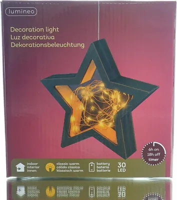 Produktbild von Lumineo Micro-LED Stern Schwarz & Bernsteinfarben Ø 18 cm 30 Lichter - klassisch warm