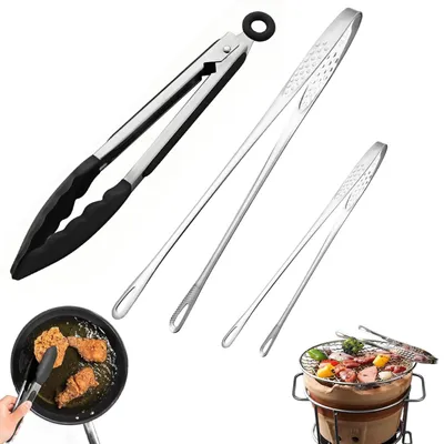 Produktbild von 3-teiliges Set aus Küchen- und Grillzangen, Servierzangen aus Edelstahl