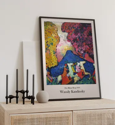 Produktbild von Poster Der blaue Berg Kandinsky, groesse_poster:50x70 cm, groesse_rahmen:birke 50x70 cm