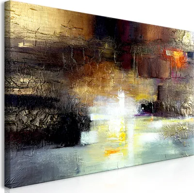 Produktbild von Wandbild Mega XXXL Abstrakt 250x125 cm Einteiliger XXL-Format Kunstdruck zur Selbstmontage Leinwandbilder moderne Bilder DIY Wanddekoration Wohnung Deko braun gold a-A-0451-ak-e