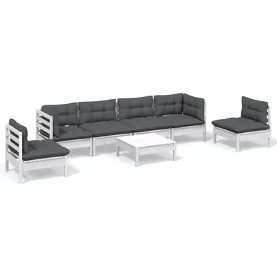 Produktbild von 7-tlg. Garten-Lounge-Set mit Kissen Kiefer Massivholz