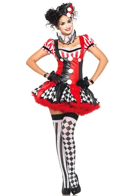 Produktbild von y Harlekin Damenkostüm Clown schwarz-rot-weiss