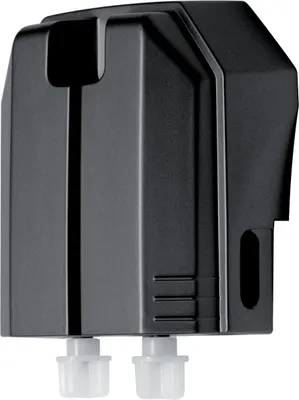 A black electric knife sharpener with two white knobs at the bottom, shown against a white background.
