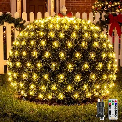 Obrázek produktu pro Venkovní světelná síť, rozměry 2 x 2 metry, 120 LED diod, teplá bílá barva, 8 režimů, časovač