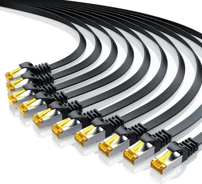 Produktbild von Primewire 10x LAN-Kabel CAT.7, RJ-45 (Ethernet), CAT 7 Flachband U/FTP Gigabit Netzwerkkabel 10 Gbit/s Patchkabel - 0,5m