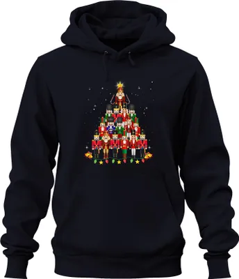 Obrázek produktu pro Louskáček Pyramida Vánoční strom Dárek Vintage Uni mikina s kapucí, Navy, XL