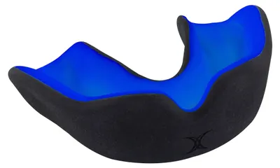 Image de Protection pour casque de rugby Gilbert Mundschutz XBrace, double densité, noire/bleue, pour enfants - lot de 10