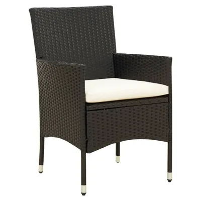 Image de vidaXL Chaises de jardin avec coussins 2 pcs. Poly rotin noir