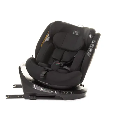 A black car seat on a white background.