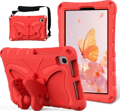 Image de Etui pour enfants pour Huawei MatePad T8 8.0" 2020, étui léger EVA anti-choc avec bandoulière et support papillon Rouge