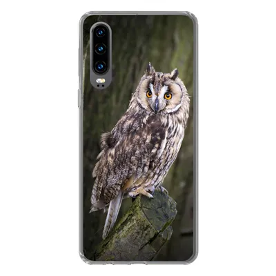 Produktbild von MuchoWow® Handyhülle Schutzhülle Hülle für Huawei P30 Eule - Nahaufnahme - Baum Silikon Softcase Handy Hülle - Kartenbesitzer