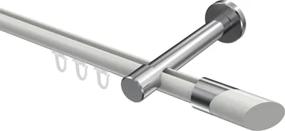 Produktbild von Interdeco Innenlaufstange / Gardinenstange mit Innenlauf Weiß / Chrom, Typ Prestige Verano (Schräge Bicolor), 20 mm Ø 1-läufig, 600 cm
