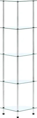 Image de vidaXL Étagère avec 5 étagères Transparent 30x30x130 cm Verre trempé