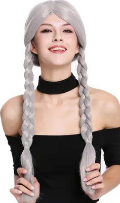 Produktbild von WIG ME UP Perücke 2 Geflochtene Zöpfe Grau 90958-ZA68E