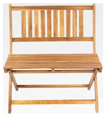 Produktbild von 2-Sitzer Gartenbank Blossom, Sitzbank 80 cm, Akazienholz massiv & geölt, Holzbank für Garten, Wintergarten, Terrasse und Balkon