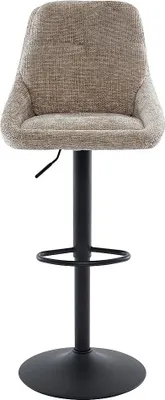 Produktbild von Barhocker 2er-Set höhenverstellbar - Strukturstoff & schwarzes Metall - Taupe - LARANZA