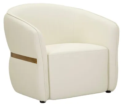 Image de Fauteuil en simili cuir blanc avec détails dorés CM 86X82X80