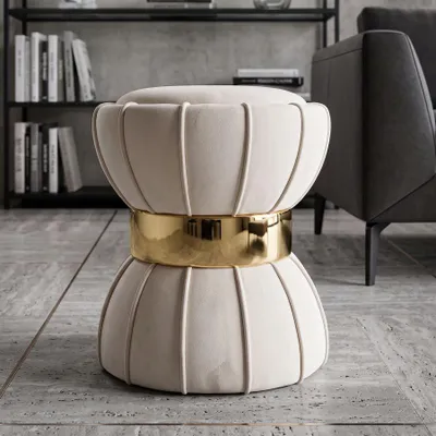 Immagine prodotto di Mauro Ferretti Sgabello Floral Ø 40x44 cm crema oro