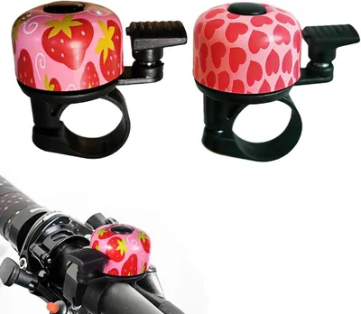 Obrázok produktu pre Bicyklový zvonček 2 ks, jahoda a srdce, hlasitý, pre detský bicykel