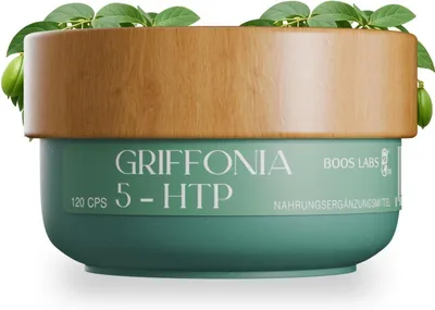 Produktbild von BOOS LABS 5-HTP Kapseln Hochdosiert I 120 vegane Kapseln I 500mg I Griffonia simplicifolia Extrakt I Serotonin Booster I für Entspannung & Gute Laune