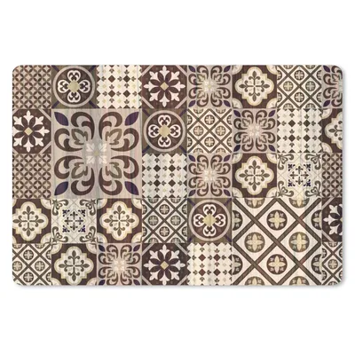 Produktbild von MuchoWow® Schreibtischunterlage Retro - Muster - Braun - Abstrakt 60x40 cm - XXL Mauspad - Großes Mauspad