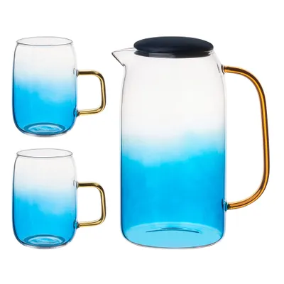 Produktbild von Wasserkrug 1,5 l Saftkrug Deckel + Gläser GLAS Wasserkaraffe STARKE PRO ARUBE