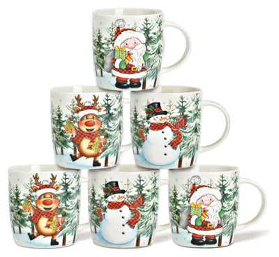 Produktbild von Weihnachtstassen 6er Set lustige Weihnachtsmotive