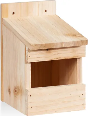 Produktbild von Relaxdays Halbhöhle Nistkasten, Vogelkasten zum Aufhängen, unbehandeltes Holz, Amsel, Flugloch, 20 x 12 x 15,5 cm, natur