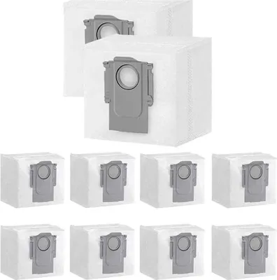 Produktbild von 10er-Pack Staubbeutel für Xiaomi Roborock S7 Max Ultra / S7 Pro Ultra / Q7+ / Q7 Max+ / Q5+ Saugroboter-Station, 3 Liter Fassungsvermögen, Einweg-Ersatzbeutel, Filter, Bürste