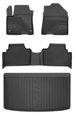 Image de Tapis de sol en caoutchouc pour Hyundai Kona Electric I 2018-2023 (SUV/crossover, plancher bas) – 4 pièces, noirs, sur mesure