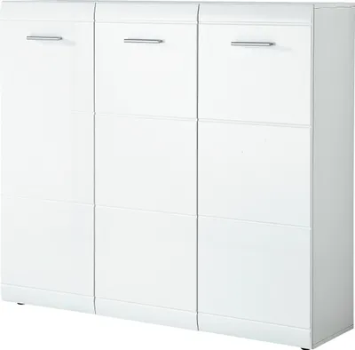 Produktbild von Sideboard "402" in weiss mit 3 Türen und 10 Einlegeböden. Abmessungen (BxHxT) 134x120x36 cm