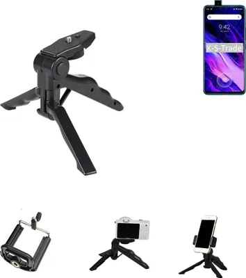 Produktbild von K-S-Trade Stativ Tisch-Ständer Dreibein Handy-Stativ Ständer kompatibel mit UMIDIGI S5 Pro Mini-Stativ Smartphone Tripod Handy-Stativ aus Plastik