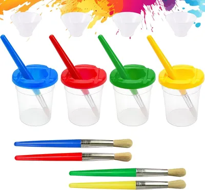 Produktbild von Farbbecher mit Auslaufschutz, Malbecher Set | 4 Farben