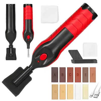 Zdjęcie produktu dla Zestaw do naprawy laminatu, zestaw do naprawy drewna, wosk do naprawy laminatu i parkietu, zestaw do naprawy powierzchni drewnianych, akcesoria do obróbki powierzchni drewnianych