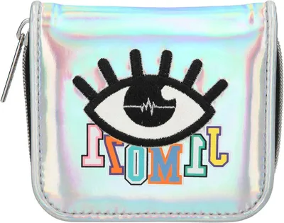Productafbeelding van Portemonnee met ritssluiting - Geldbeurs meisjes - Geld n - Dubbele sluiting - 10 x 12 cm - Holo zilver